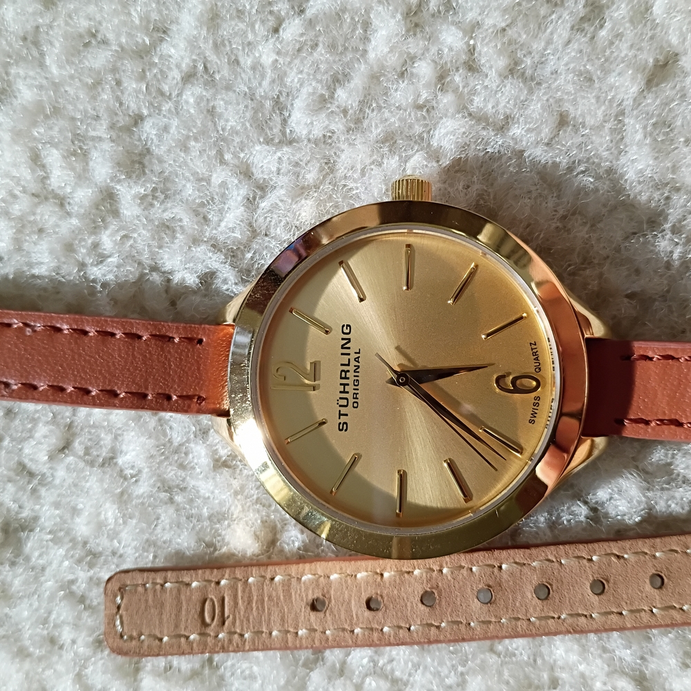 Stuhrling Original Women's double strap gold watch